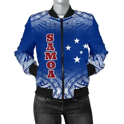 Samoa Womens Bomber Jacket - Polynesian Fog Blue