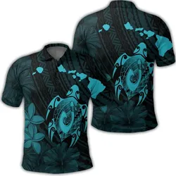 Alohawaii Shirt - Hawaiian Map Turtle Plumeria Hibiscus Fish Hook Polynesian Polo Shirt Blue- AH - J5R