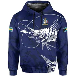 The Bahamas Hoodie Pullover - Colorful Marlin and Hibiscus