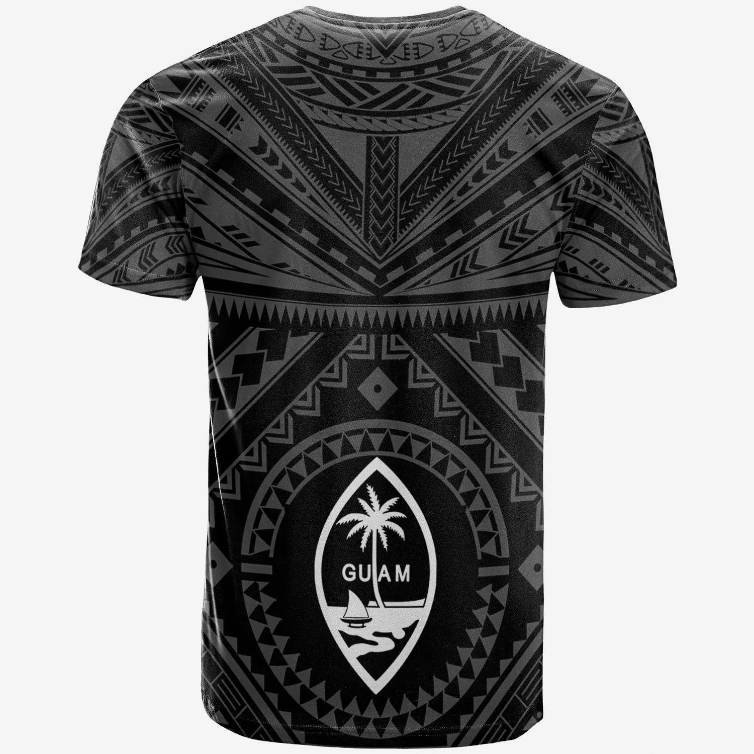Guam Personalised T shirt - Guam Seal With Polynesian Tattoo Style (Black)