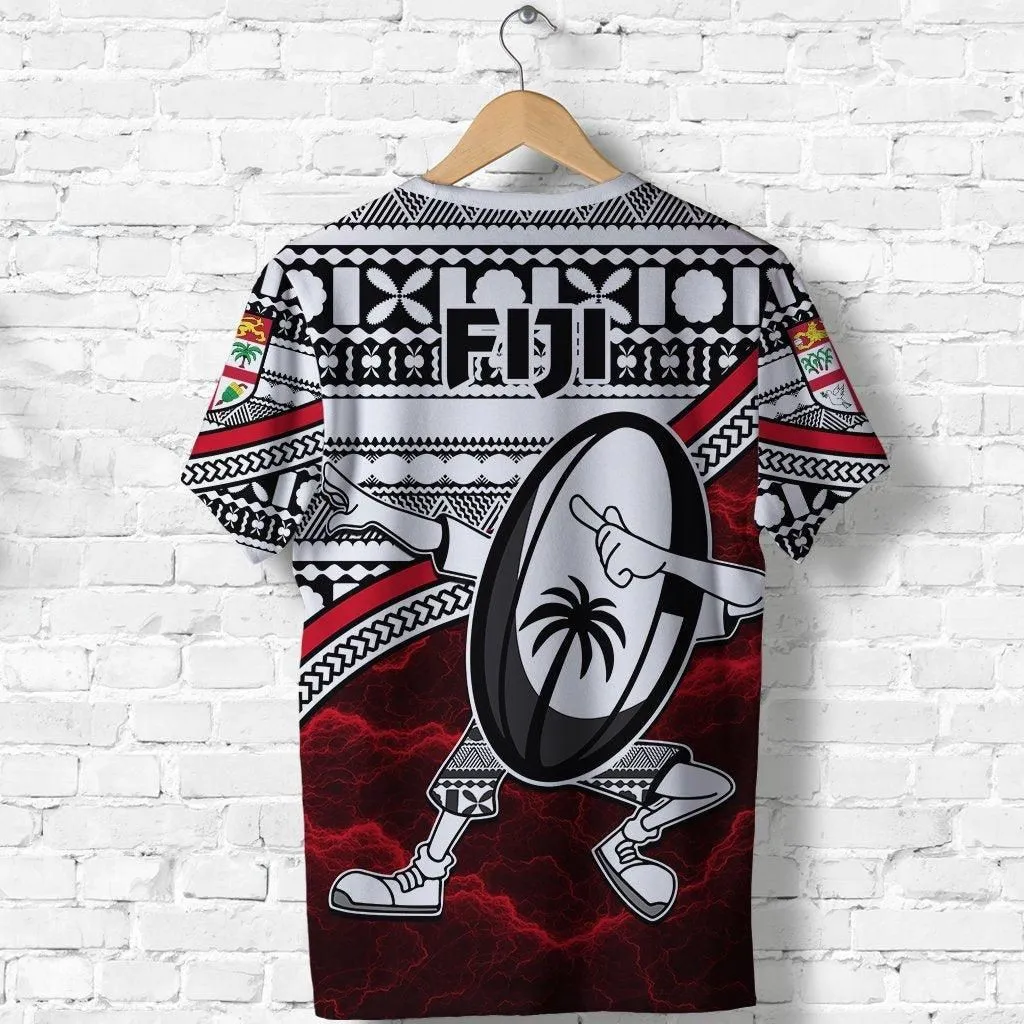 Fiji Rugby T-Shirt Tapa Cloth Dab Trend Creative Red