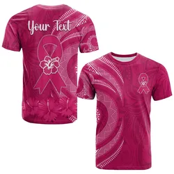 (Custom Personalised) Breast Cancer Awareness T Shirt Hibiscus Polynesian No One Fights Alone LT13