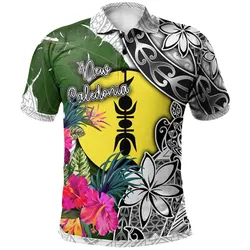 New Caledonia Polo Shirt White - Turtle Plumeria Banana Leaf - BN11