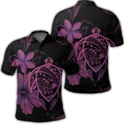 Alohawaii Shirt - Hawaiian Map Turtle Hibiscus Plumeria Polynesian Polo Shirt - Pink - AH - J4R