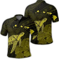 Alohawaii Shirt - Hawaii Polynesian Hibiscus Turtle Map Polo Shirt Yellow - AH - J5R