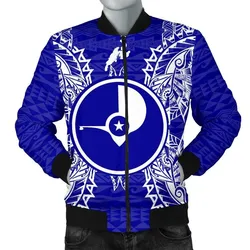 Yap Polynesian Mens Bomber Jacket Map Blue