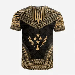 Kosrae Custom Personalised T Shirt - Kosrae Flag Polynesian Chief Tattoo Gold Version