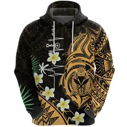 Alohawaii Clothing - Hoodie Heartbeat Polynesian Hawaii Plumeria Turtle K13