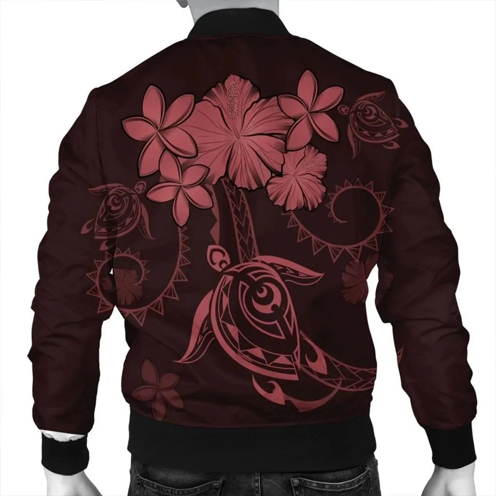 Alohawaii Jacket - Hawaiian Turtles Hibiscus Plumeria Polynesian Bomber Jacket - Pink - AH - J4R