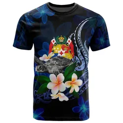 Tonga Polynesian T shirt - Turtle With Plumeria Flowers