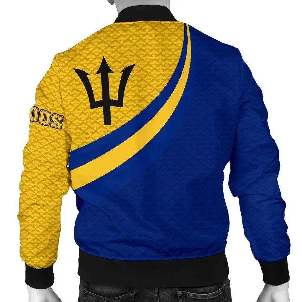 Barbados Men's Bomber Jacket - Barbados Coat Of Arms and  Flag Color - BN18