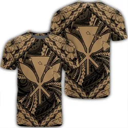 Hawaiian Map Kanaka Hibiscus Gold Polynesian T-Shirt - AH