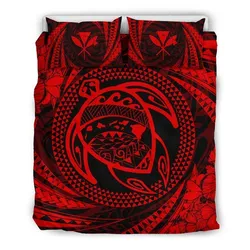 FamilyGater Bedding Set - Cover and Pillow Cases Hawaiian Kanaka Honu Hibiscus Tornado Red Polynesian - AH - JD