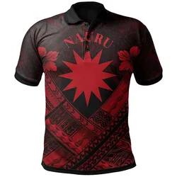 Nauru Polynesian Polo Shirts - Nauru Red Seal Camisole Hibiscus Style - BN18