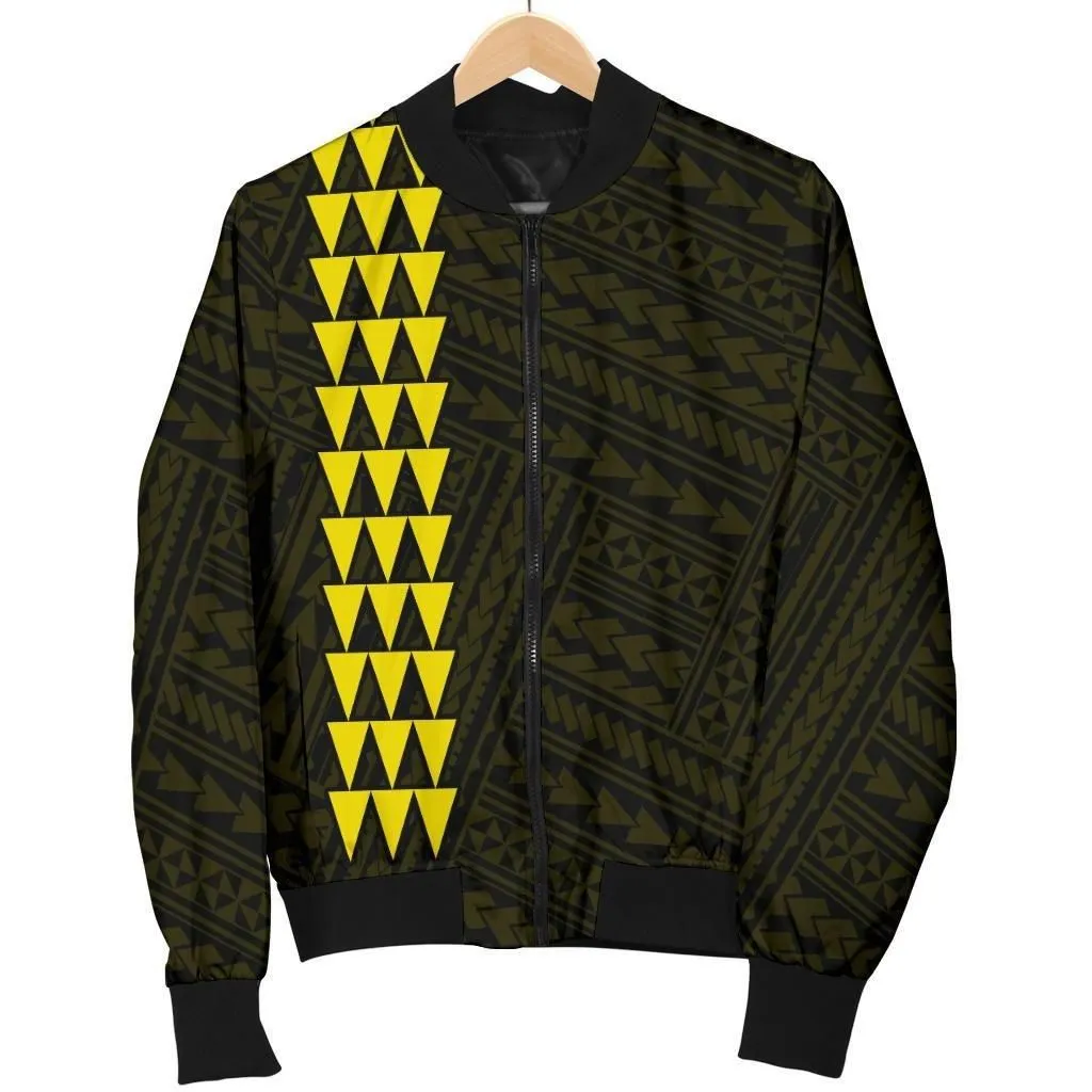 Alohawaii Jacket - Hawaii Kakau Polynesian Turtle Map Womens Bomber Jacket - Yellow - AH - J6