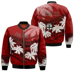 Personalised Fiji Day Bomber Jacket Flying Fijians Masi Kesa Style - Red LT7