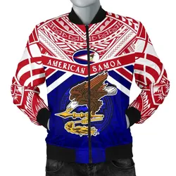 American Samoa Rugby Men Bomber Jacket Eagle Flag