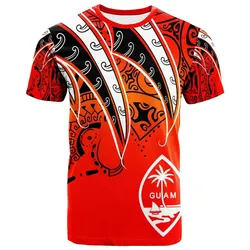 Guam T shirt - Tropical Leaf Red Gradient Style