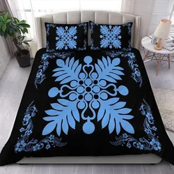 Alohawaii Home Set - Hawaiian Quilt Maui Plant And Hibiscus Pattern Bedding Set - Pastel Black - AH J8