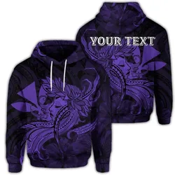 (Personalised) Hawaiian Map Hula Girl Hibiscus Kanaka Polynesian Hoodie - Purple