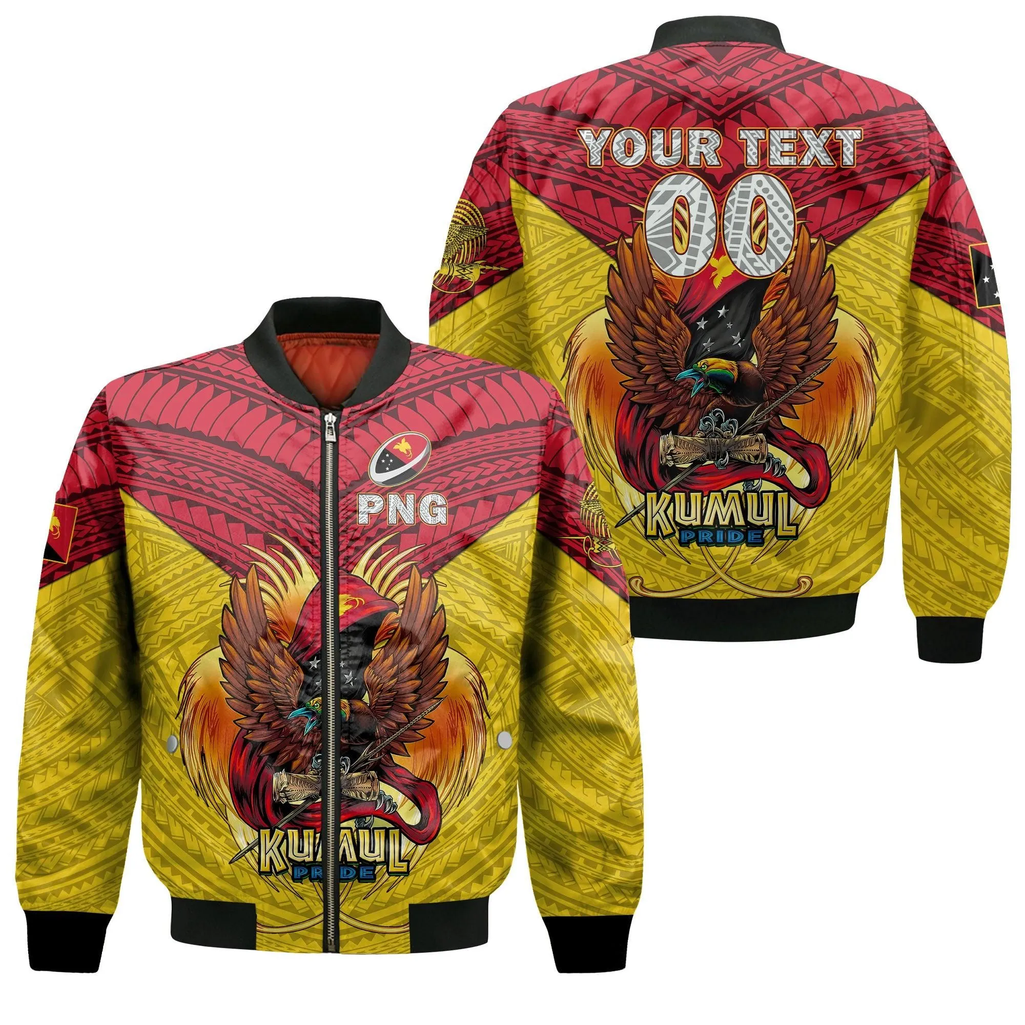 (Custom Personalised) Papua New Guinea Rugby Kumul Pride Bomber Jacket - LT2