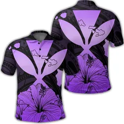 Hawaiian Kanaka Polo Shirt Hibiscus Polynesian Love - Violet - AH