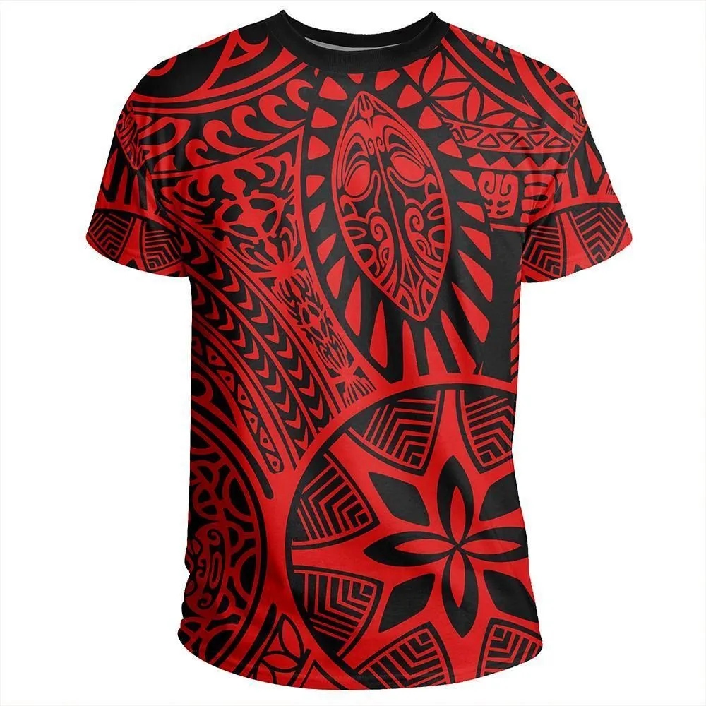 Polynesian Hawaiian Style Tribal Tattoo Red T shirt