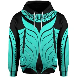 Yap Tribal Tattoo All Over Hoodie Turquoise