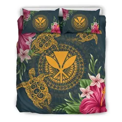 Hawaii Kanaka Turtle Hibiscus Plumeria Polynesian Bedding Set - Alena Style - AH - J4