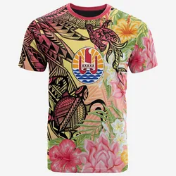 French Polynesia T-Shirt - Flowers Tropical With Sea Animals