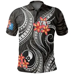 Yap Micronesian Polo Shirt - Black Plumeria - BN11