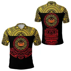 Marquesas Islands Polo Shirt Marquesan Tattoo Simplified Version - Yellow LT8