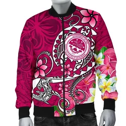 FSM Mens Bomber Jacket - Turtle Plumeria (PINK)
