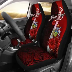 Solomon Islands Polynesian Custom Personalised Car Seat Covers - Coat Of Arm With Hibiscus