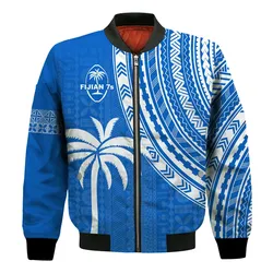 Fiji Rugby Sevens Bomber Jacket Fijian 7s Tapa Polynesian Blue Ver.01 LT13
