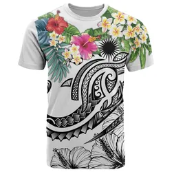 Marshall Islands Polynesian T-Shirt - Summer Plumeria (White)
