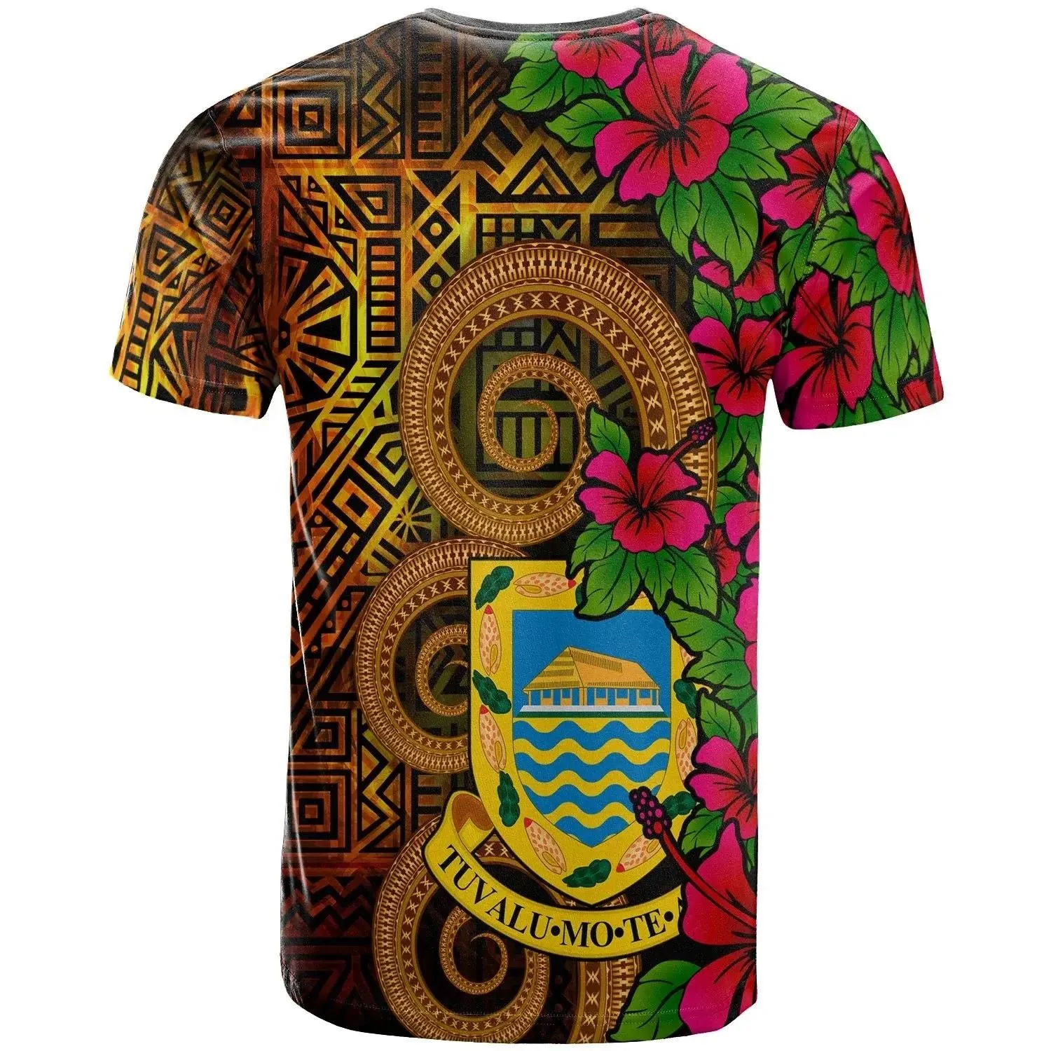 Tuvalu Polynesian T-Shirt - Hibiscus Vintage - BN12