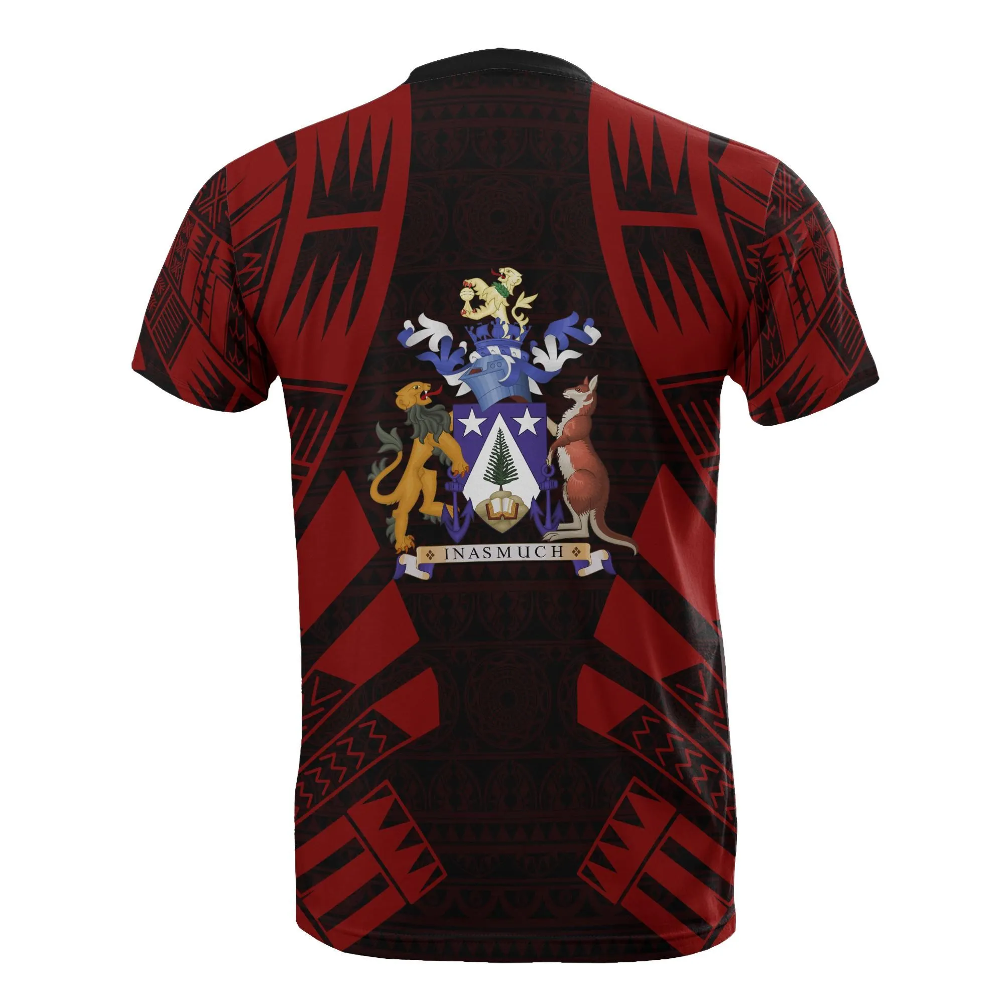 Norfolk Island T shirt - Norfolk Island Coat Of Arms Polynesian Tattoo Red Style