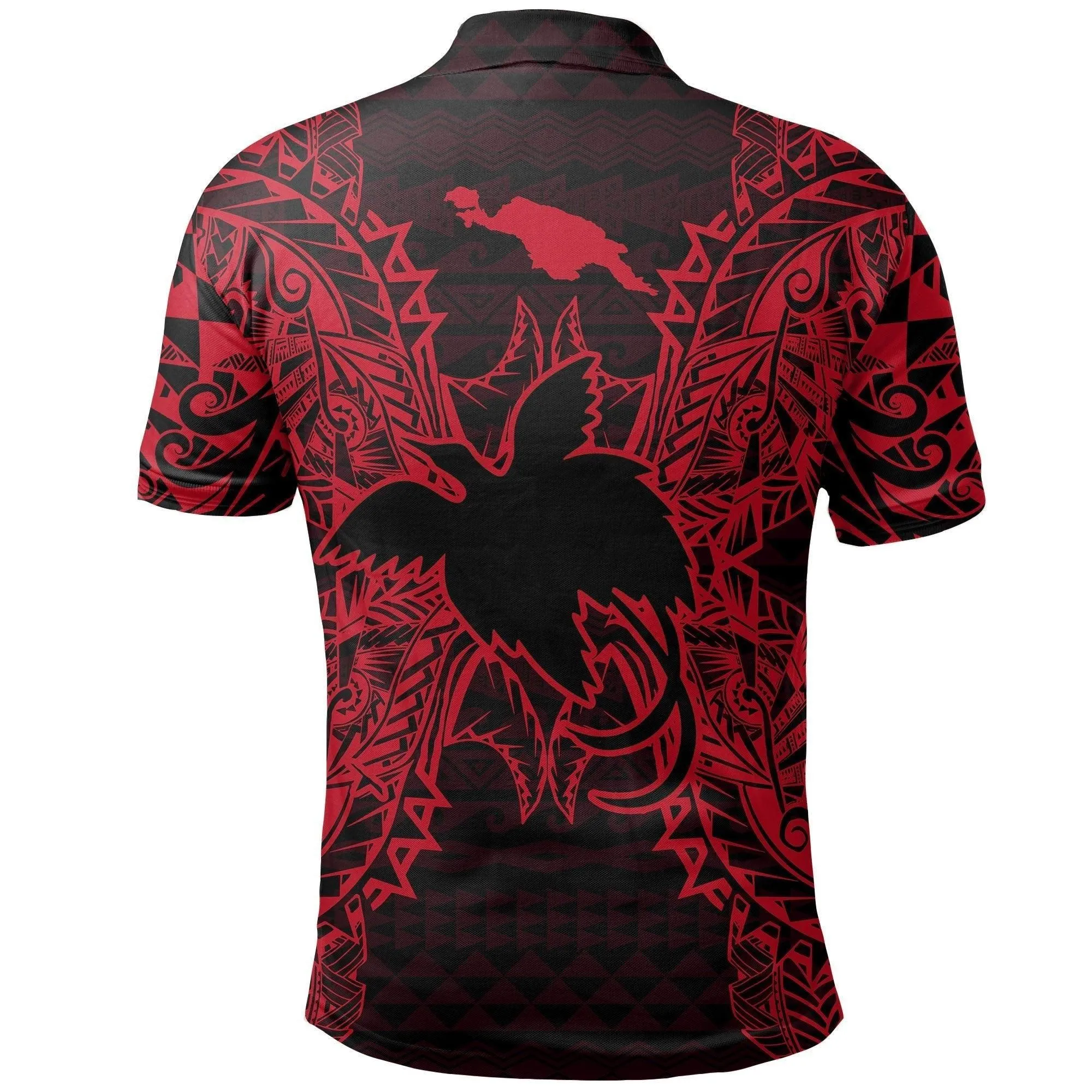 Papua New Guinea Polo Shirt - Papua New Guinea Flag Map Polynesian Tattoo Red