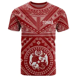 Tonga T-Shirt - Tonga Seal With Polynesian Tattoo Style (Red)