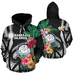 Marshall Islands Hoodie Polynesian with Hibiscus TH5
