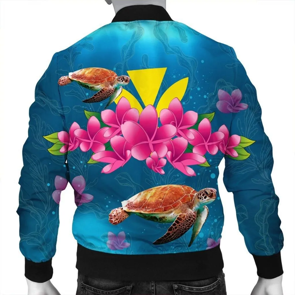 Hawaiian Plumeria Kanaka Turtle Sea Polynesian Bomber Jacket