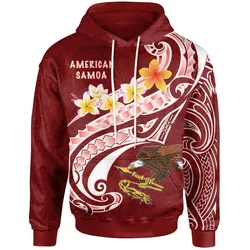 American Samoa Hoodie - AS Seal  Polynesian Patterns Plumeria - BN25