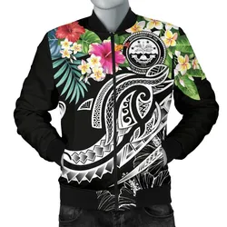 FSM Polynesian Mens Bomber Jacket - Summer Plumeria (Black)