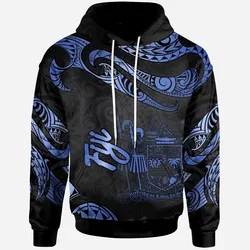 Fiji Polynesian Hoodie - Poly Tattoo Blue Version
