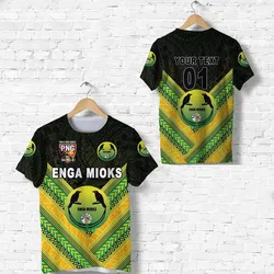 (Custom Personalised) Papua New Guinea Enga Mioks T Shirt Rugby Original Style - Black, Custom Text And Number LT8