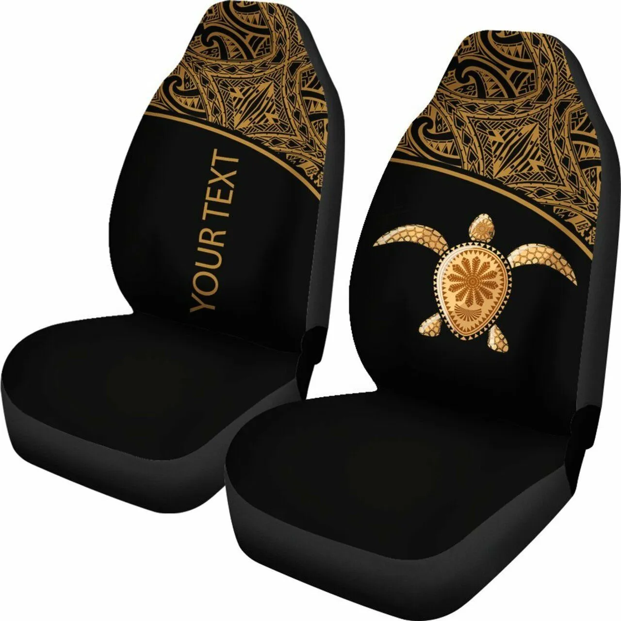Turtle Personalised Car Seat Covers - Polynesian Gold Curve Style - Bn12