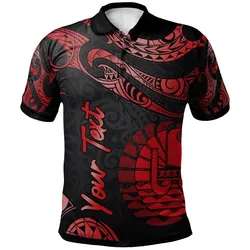 Tahiti Polynesian Custom Personalised Polo Shirt - Poly Tattoo Red Version