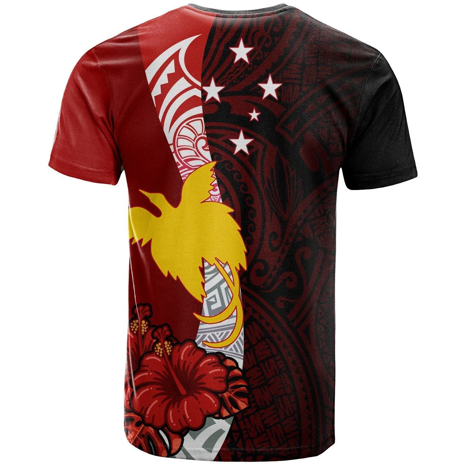 Papua New Guinea Polynesian Custom Personalised T-Shirt - Bird of Paradise With Hibiscus - BN12