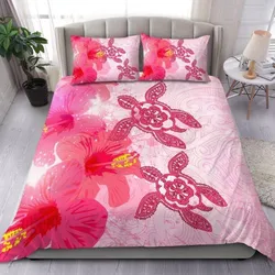 Hawaii Turtle Hibiscus Polynesian Bedding Set - Pinky Style - AH